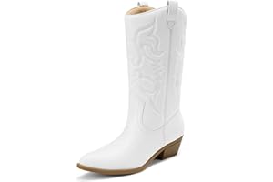 DREAM PAIRS Women's Comfortable Winter Western Boots,Waterproof Mid Cowboy Boots for Ladies,Beautiful and Stylish Party and Character Dress Up Boots