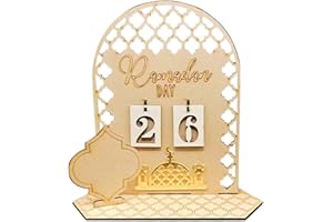 FGJCJ Ramadan Kalender, 2024 Eid Mubarak Kalender, DIY Ramadan Eid Mubarak dekoration Kinder, Eid Mubarak Adventskalender aus Holz 30 Tage Countdown Ramadan Deko für Muslimische Ramadan Party Zuhause