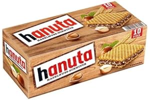 EWORLDPARTNER Ferrero Hanuta Waffle - Noisettes Coupes 220 grammes, 10 pièces, 1 lot de gaufres
