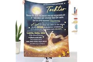 UOOYAA Kuscheldecke Flauschige an unsere Tochter von Eltern, Personalisierte Geschenke Decke Deutsche Mama und Papa für Tochter Briefdecke Positiv Ermutigen Fleecedecke Wohndecke Sofadecke (150×200cm)