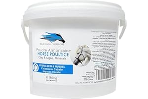 Poudre Armoricaine pour Chevaux Cataplasme Detox Anti Douleurs Argile & Algues Marines - A préparer, seaux de 1500 g Poudre- Produit en Bretagne, Côte d'Armor