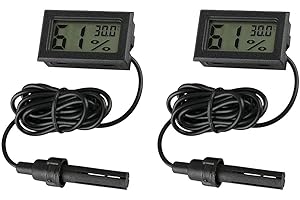 IGEAIIE Digital Thermometer Hygrometer, 2 Pack Mini Humidity Meter, Accurate Humidity and Temperature Gauge, Hydrometer for Reptiles, Terrarium, Incubator, Aquarium, Office, and Living Room