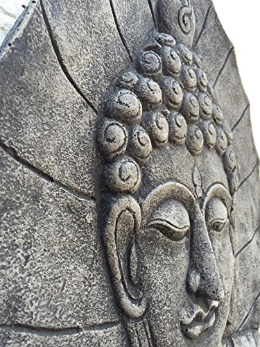 Beton Wandbild Wandrelief Steinplatte Buddha Kopf Garten Deko Feng Shui 48x37cm - 4