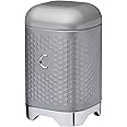 KitchenCraft Lovello Textured Coffee Canister with Geometric Hexagon Pattern, 11 x 11 x 19 cm (4.5" x 4.5" x 7.5") - Shadow Grey