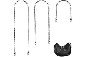 Chanumetal 3 Stück Taschenkette Silber, 40 cm/80 cm/120 cm Silberkette, Metall Schulterriemen für Taschen, Wallet Chain, Taschenriemen, Kette für Tasche Umhängetasche (Schwarz)
