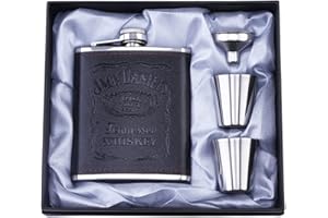 TUXIAOBU Fiaschetta, Set Fiaschetta, 7 Oz con Imbuto Bicchiere da Vino, 100% a Prova di Perdite, Fiasche in Acciaio Inossidabile per Liquore, Regalo per la Festa del Papà - Nero Mystery