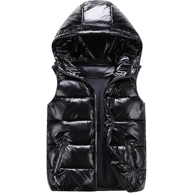GIBZ Homme Doudoune Gilet Brillant À Capuche Chaud Avec