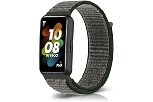 KoGiio Pasek kompatybilny z Huawei Band 7, męski i damski nylonowy rzep miękki, oddychający, lekki, zapasowy pasek do zegarka kompatybilny z Huawei Band 7 - oliwkowy