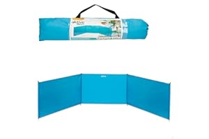 AKTIVE Coupe-Vent de Plage, 300X75, 85 cm, Bleu, 3 Panneaux, Tissu Polyester 170T, Protection UV30, Tiges en Aluminium, 4 Piquets Inclus, Sac de Transport avec Poignée, Coupe-Vent Pliable (53441)
