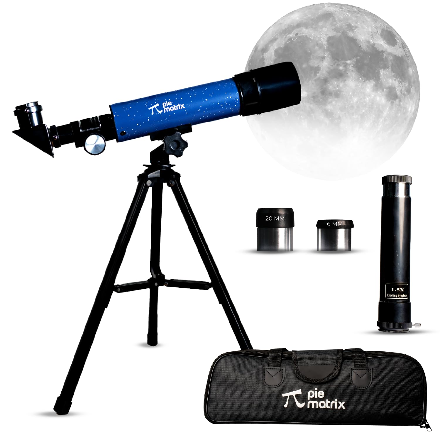 Pie Matrix Neo 50/360 HD Zoom Refractor Telescope – 90x Magnification, 360° Rotating Tripod, Clear Views of Moon, Planets & Wildlife, Lightweight Travel Bag – Ideal for Beginners & Stargazers.