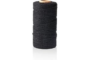 ALOHOVME 2mm Black Cotton String, 100M Cotton Bakers Twine for Gift Packaging, DIY Arts and Crafts, Gardening, Cooking, Tying Meats, Butchers Twine, Baking, Scrapbook, Home Decorations and Christmas Ornaments