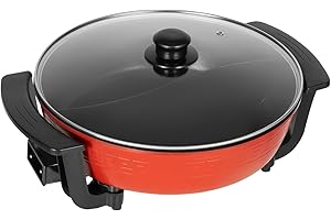 AOHUADA 6L Double pot Yin et Yang fondue Chinoise Hot Pot Electrique multifonctionde haute qualité antiadhésive pot 1360W avec Diviseur Wok electrique ROUGE