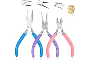 DOETYD Jewellery Pliers Set - 3 Pcs with Jump Ring Opener, Needle Nose, Chain Nose Pliers & Wire Cutters for Jewellery Making & Repair
