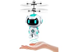 Hymaz Flying Robot Toys Drone for Kids, Flying Ball Helicopter Toy Hand Controlled with LED Light for Beginner, Mini Drone Helicopter Gifts for 6-12+ Years Old Boys Girls Indoor Outdoor Games (White)