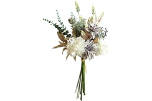 Weldomcor Fiori Artificiali Ortensia, Mazzo di Fiori Artificiali in Seta Composizioni Floreali Miste Di Plastica Fiori Artificiali per Decorazione Nuziale Domestica Tavolo Soggiorno, Viola e Bianco
