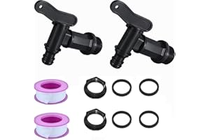 2Pcs Robinet Cuve Plastique, BetterJonny Adaptateur de boîte de Rangement d'eau IBC 3/4" Robinet pour Citerne De Pluie Robinet de Rechange en Plastique avec Ruban PTFE pour Recuperateur Eau de Pluie