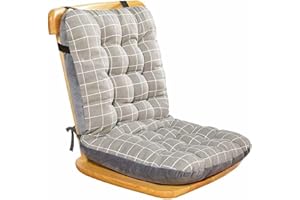 HULKAY High Back Chair Cushions with Ties - Thickened One-Piece Dining Office Seat Pad Non-Slip Soft Cushioned Chair Backrest Comfortable Cushion for Home Dining Kitchen Garden Office ﻿ (Grid)