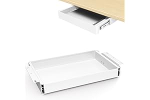 PUTORSEN Cajón de almacenamiento bajo escritorio 40 cm de ancho – Organizador deslizante suave para escritorio regulable y oficina en casa, carga máx. 8 kg, deslizamiento silencioso