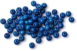 TOPTAN Blaue Holzperlen, rund, kugelgefärbt, lose Holzperlen für Halsketten, Armbänder, Heimdekoration (3 mm Loch), 300 Stück