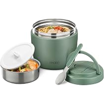 Thermos Per Cibi In Acciaio Inox 900 Ml – Contenitore Termico 2 In 1 Con Cucchiaio Pieghevole, Mantiene Caldo O Freddo 24h, Verde – Ideale Per Ufficio E Picnic