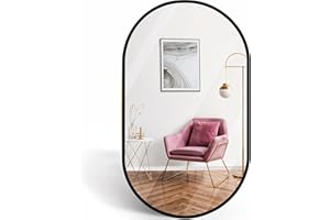 Marctani Espejo Ovalado con Marco de Metal - Espejo Baño Moderno - Espejo de Pared Decorativo para Entrada, Recibidor, Dormitorio o Pasillo - Espelho Casa de Banho