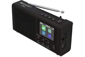RED OPTICUM Radio con Bluetooth 5.3, DAB Plus Radio con 40 canali DAB+/FM preimpostati, display LCD a colori, 9 menu vocali, jack per cuffie da 3,5 mm, cavo di ricarica USB incluso (nero)