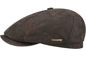 Stetson McCook Berretto in Pelle Vintage - Unisex - Coppola in Pelle (suino, Velluto) - Berretto con Visiera Foderato in Cotone - Estate/Inverno