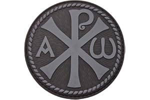 LEGEEON Świecące ciemne Chi Rho Jezus Chrystus Symbol Morale PVC Naszywka