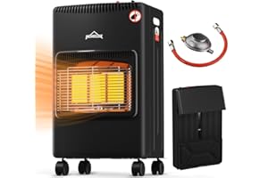 HOMELUX Gasheizung für Innenräume 4200 W Gasheizung, gasofen für innenräume inkl. Schlauch und Druckminderer,Infrarot Keramikbrenner,Heizstrahler,Butan- oder Propangasflaschen bis 15kg