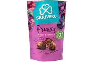 SKRIVERU Skrīveru Prunes in 50% Dark Chocolate 110g – Whole Dried Prunes Coated in Premium Dark Chocolate, Naturally Sweet, Rich in Potassium & Fiber, No Artificial Additives, 100% Recyclable Packaging