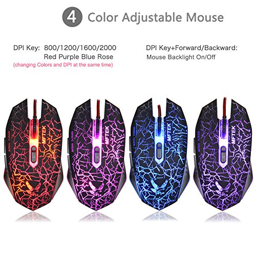 Gaming Tastatur und Maus Set with Gaming Headset, MFTEK Gaming Tastaturen (US Layout, 3 Farben, USB) + Gaming Mouse (4 Farben, USB) + Gaming Headphone Kopfhörer + Professional Gaming Mousepad für PC Gamer - 6