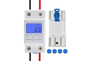 LUIRSAY Compteur de consommation électrique, compteur d'énergie électrique monophasé deux fils, numérique LCD 220 V 5 (80) à 50/60 Hz, compteur de consommation électrique avec compteur DIN Rail