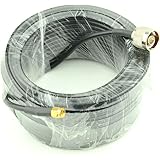 15-Meter(49.2 Ft) Low Loss RG58 N Male to SMA Male Antenna RF Coaxial Cable Connector and Two-Way Radio Applications Pure Copper 50 ohm Cable