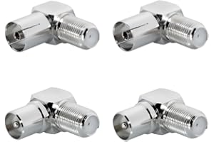 SAT-FOX Winkel Adapter 2 x Stecker und 2 x Kupplung F Buchse Koax Antenne 9,5 mm Sat IEC