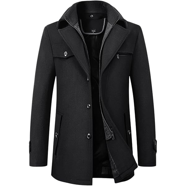 Buy FIZZOQI® Men's Double Collar Woolen Coat | Windbreaker
