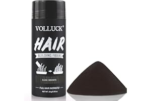 VOLLUCK Fibre Capillaire 28g – Couverture Efficace des Cheveux Clairsemés, Résultat Naturel & Volume Instantané – Poudre Densifiante Cheveux Longue Tenue pour Homme et Femme (Marron Foncé)