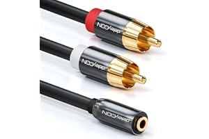 deleyCON 1m Stereoljudkabel - 3,5 mm Jack-Hona till 2x RCA-Hane - i Metall - Adapter för Laptop, , , TV