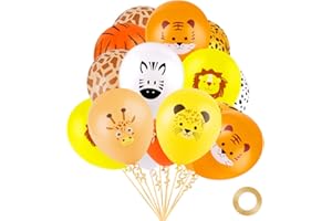 Ainiv 15PCS Balloons, Cartoon Animal 12inch Strong Thicken Party Balloons with Ribbon, Metallic Latex Balloon, Party Supplies Balloon for Birthday, Graduation Decoration