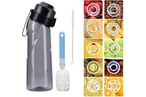 Tikhell Air Bouteille d'eau améliorée 2023 avec 7 saveurs, sans BPA pour aromatiser, 0 sucre, 0 calorie (noir)