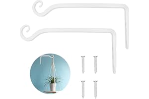 LOOGI Pflanzenhalterung Blumenampelhalter Eisen Wandhaken Blumenampel Wandhalter Haken 25cm zum Aufhängen von Pflanzer Vogelhäuschen Laterne Windspiele Wandleuchter - 2 Stücke Weiß