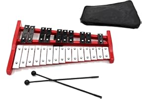 BODYGAD Glockenspiel Xilofono, Glockenspiel Xilofono 25 Note Strumento a Percussione per Bambini Tasti in Metallo Base in Legno Include 2 Bacchette e Borsa da Trasporto Portatile