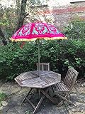 Color: Rosa & Verde Bazzaree Rosa de Terciopelo jardín Verde para sombrilla Hecho a Mano Bordado Indio al Aire Libre Parasol Patio Paraguas 47 \".