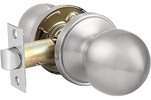 Probrico Passage Door Knobs, Brushed Nickel Internal Door Knob, Round Door Handle for Interior Doors, Inside Door Handle, 1 Pack