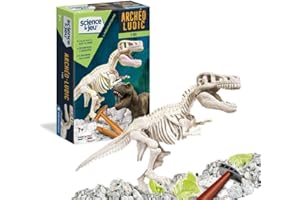 Clementoni | Archéo Ludic T-Rex – Kit Dinosaure Éducatif pour Enfants 7 Ans+ | Jeu Archéologie avec Squelette à Creuser | Brille dans Le Noir | Marteau, Burin, Carte Appli | Réalité Augmentée