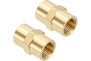 PATIKIL 1/8 tum x 1/8 tum mässing NPT-koppling, 2-pack hona sexkantigt huvud rörmonteringskoppling för hem VVS-rör duschhuvud