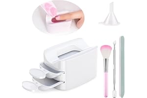 JIASHENG Dip Powder Tray System - Portable Dip Powder Nail Kit with Dust Brush, Cuticle Pusher, Nail File & More for DIY French Manicure