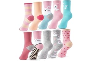 HAGOT 10 par skarpetek dla dziewczynek, skarpety sportowe do biegania o niskim kroju, śliczne kreskówki bawełniane skarpetki dla dziewczynek