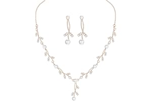 Milacolato Principessa Elegante Cubic Zirconia Perla Strass Foglia di Alloro Corona Perla Orecchini Pendenti Set Sposa Matrimonio Prom Compleanno Gioielli Romani Accessori