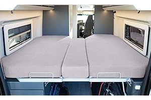 ‎LIVING AIR LIVING AIR Wohnmobil Spannbetttuch Set 3 teilig - 2 Längsbetten + Mittelteil - geeignet für alle FIAT Ducato, Citroen Jumper, Peugeot Boxer (Wohnmobile/Wohnwagen) - Spannbettlaken für Heckbett (Grey)