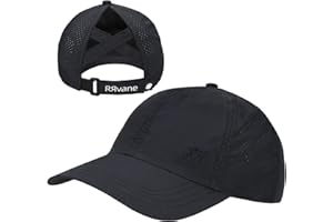 RRvane Women Criss Cross Ponytail Hat Polyester Breathable Unstructured Adjustable Baseball Cap